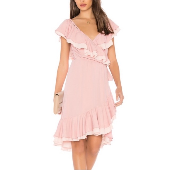 Rebecca Minkoff Dresses & Skirts - Rebecca Minkoff Pink ruffled wrap dress, Medium